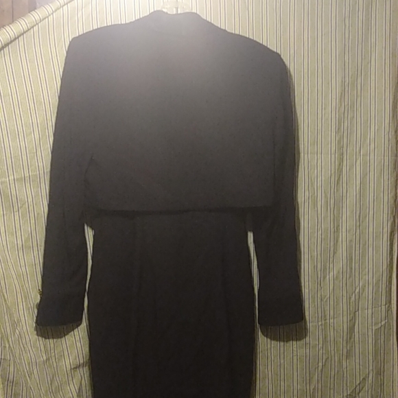 CACHE Vintage TUXEDO STYLE LITTLE BLACK SHEATH DRESS With BOLERO BLAZER - Picture 12 of 12